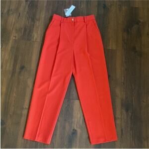 Topshop Trousers Red High Waisted Pants NWT size 6